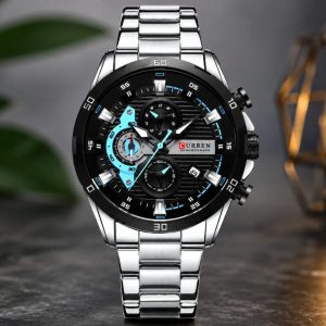 Curren 8402-Silver Black Watch